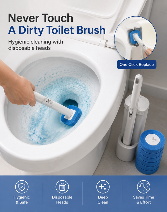 Disposable Toilet Cleaning Brush Kit with Replaceable Heads
